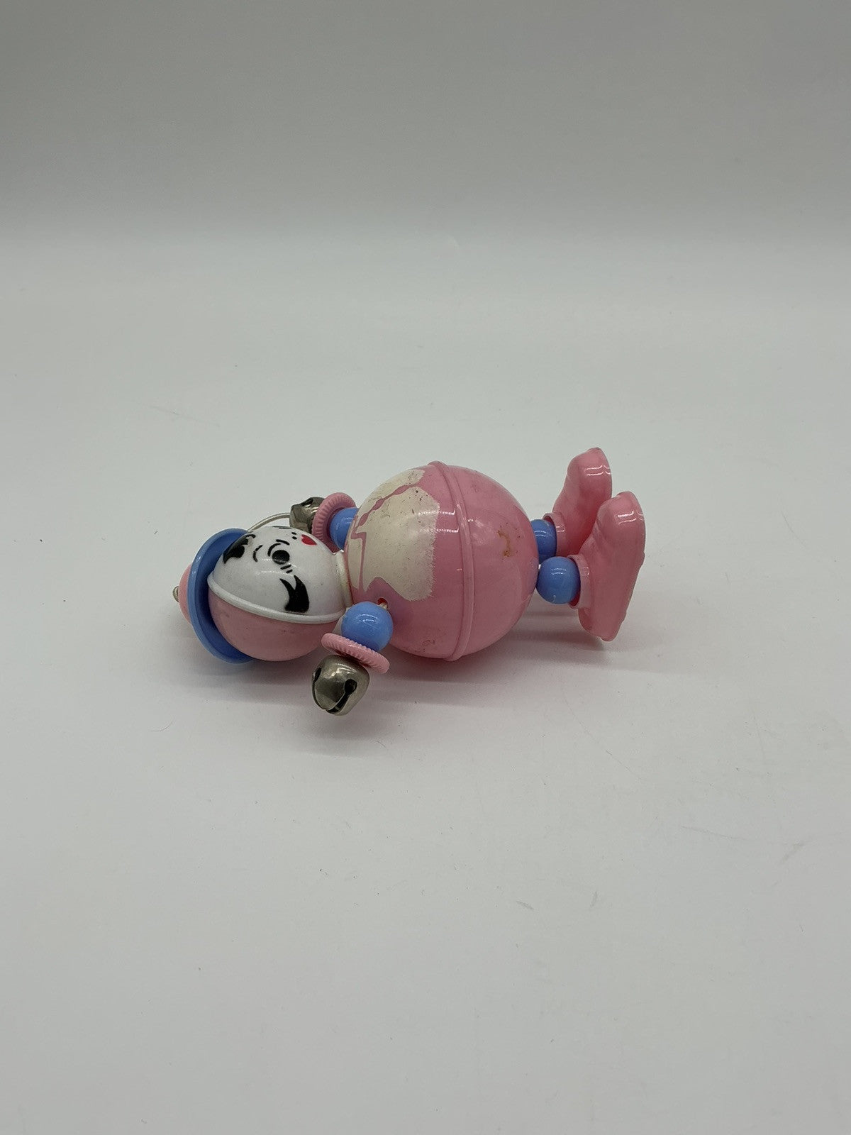 Vintage 1950s Plakie Toy Co Hard Plastic Pink Baby Hat Jumping Rattles Crib Toy