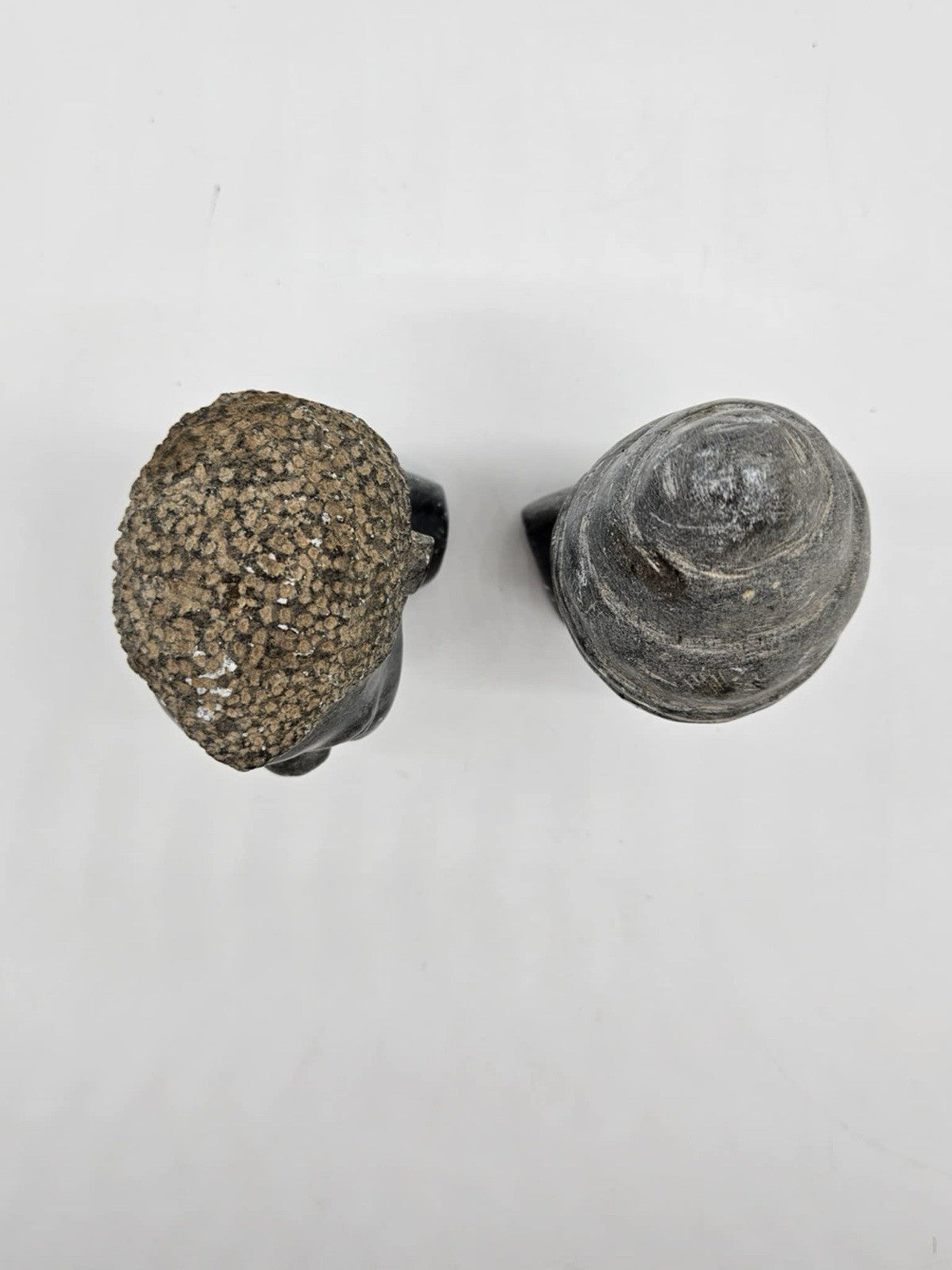 Vintage Hand Carved Zimbabwe Solid Soapstone African Man & Woman Bust