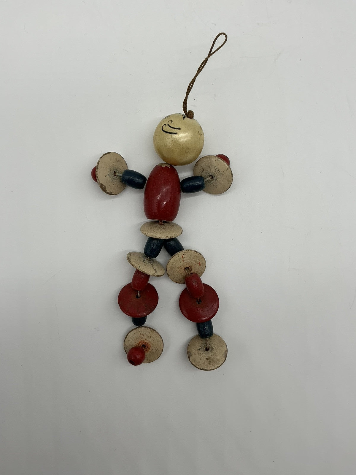 Antique 1940s Tom Tinker Wooden Bead Doll Flapper Bead Doll Crib Toy