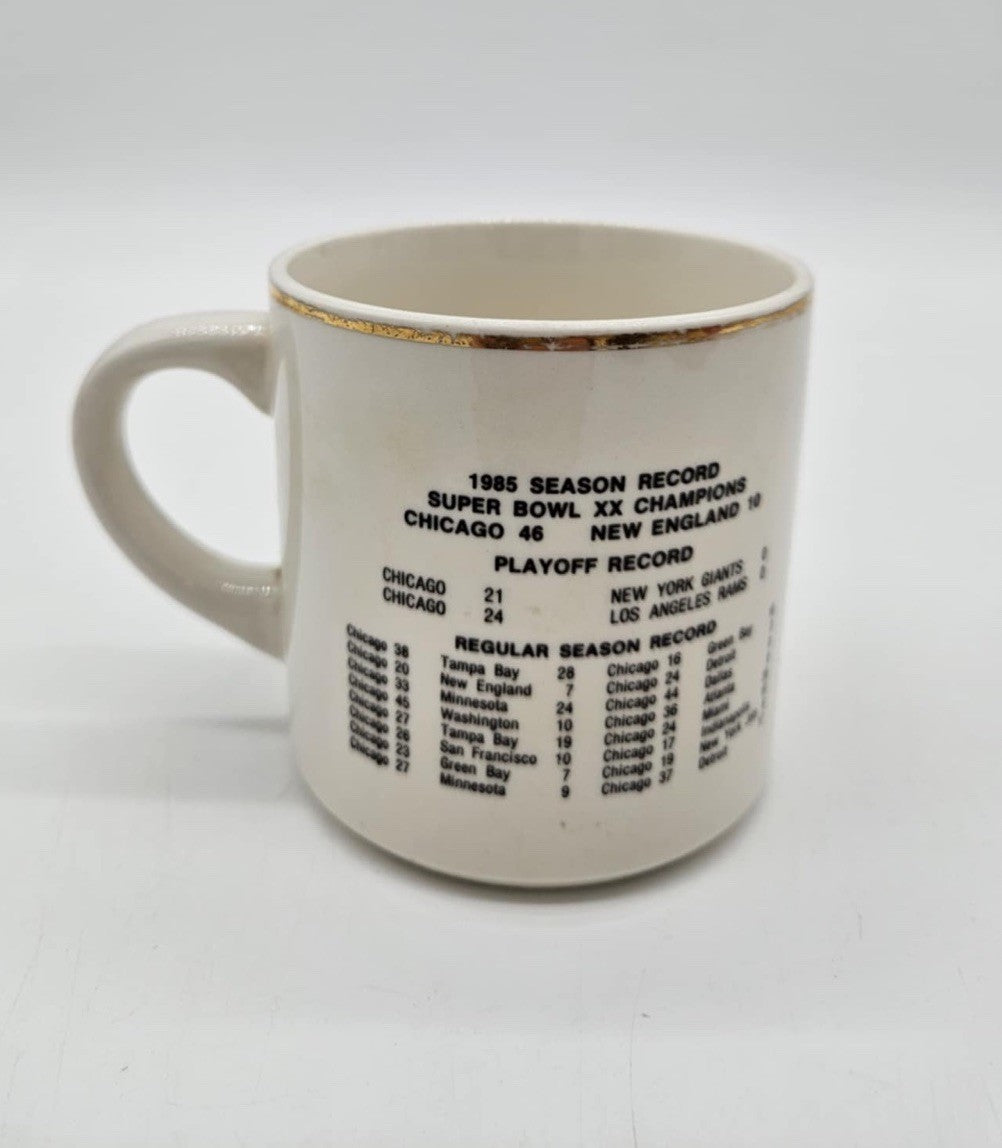 Chicago Bears Superbowl Coffee Cup Mug Vintage Rare Gold Ring 1986