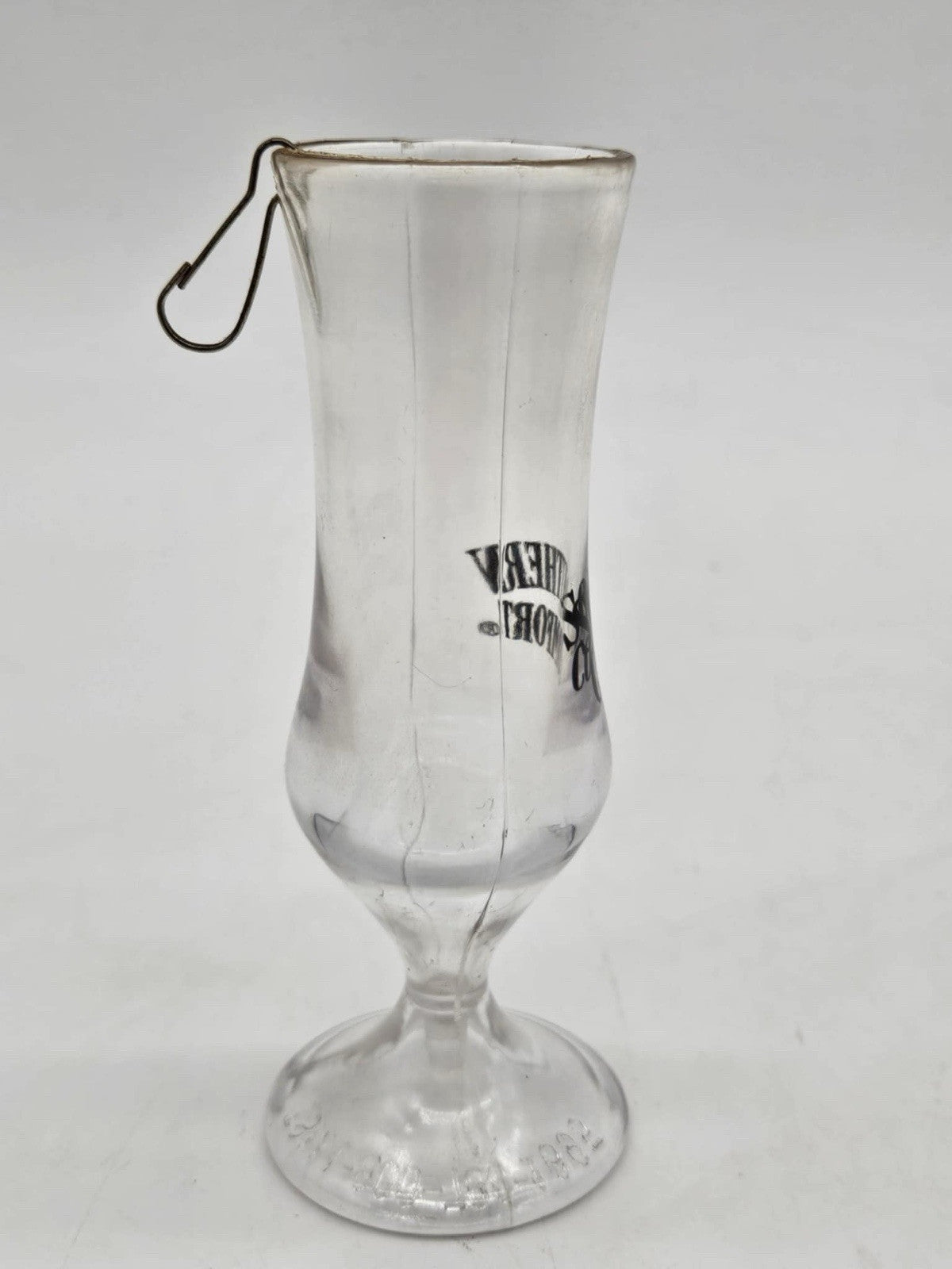 Vintage Southern Comfort Hurricane Style Barware 8” Glass w/ Metal Hook Clasp