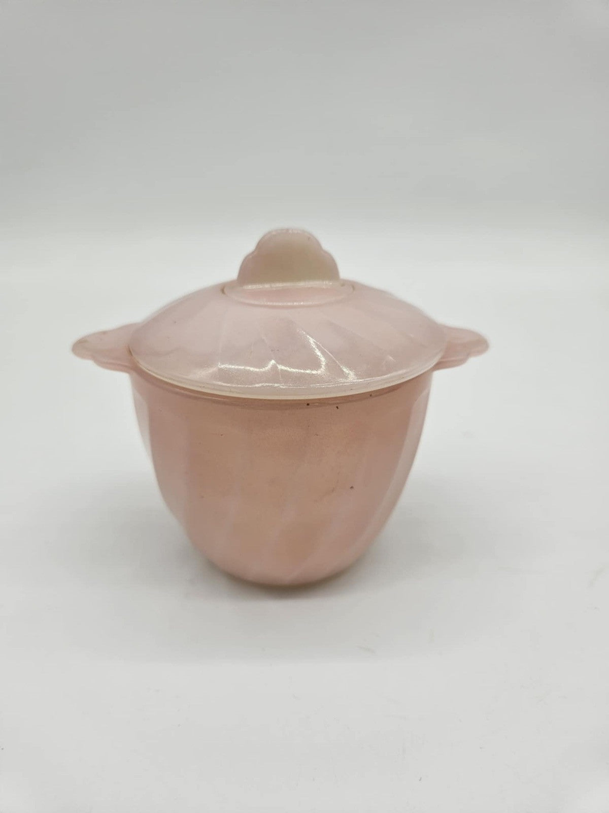Vintage Fire King Pink Swirl Sugar Cup w/ Lid