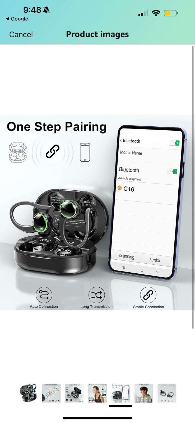 Wireless Earbuds, AOTONOK C16, Noise Cancelling, Bluetooth Earphones
