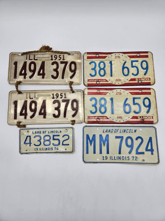 Lot of 6 Vintage Illinois Land of Lincoln License Plates