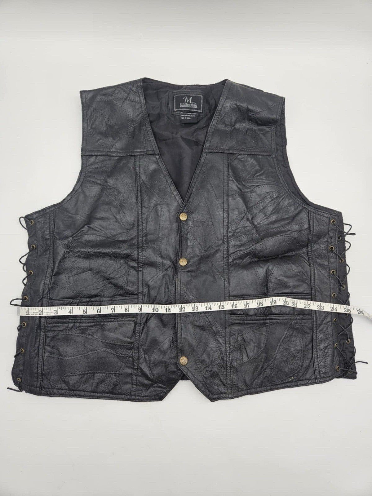 Vintage "Live to Ride" Motorcycle Black Leather Biker Vest ~ Sz 44