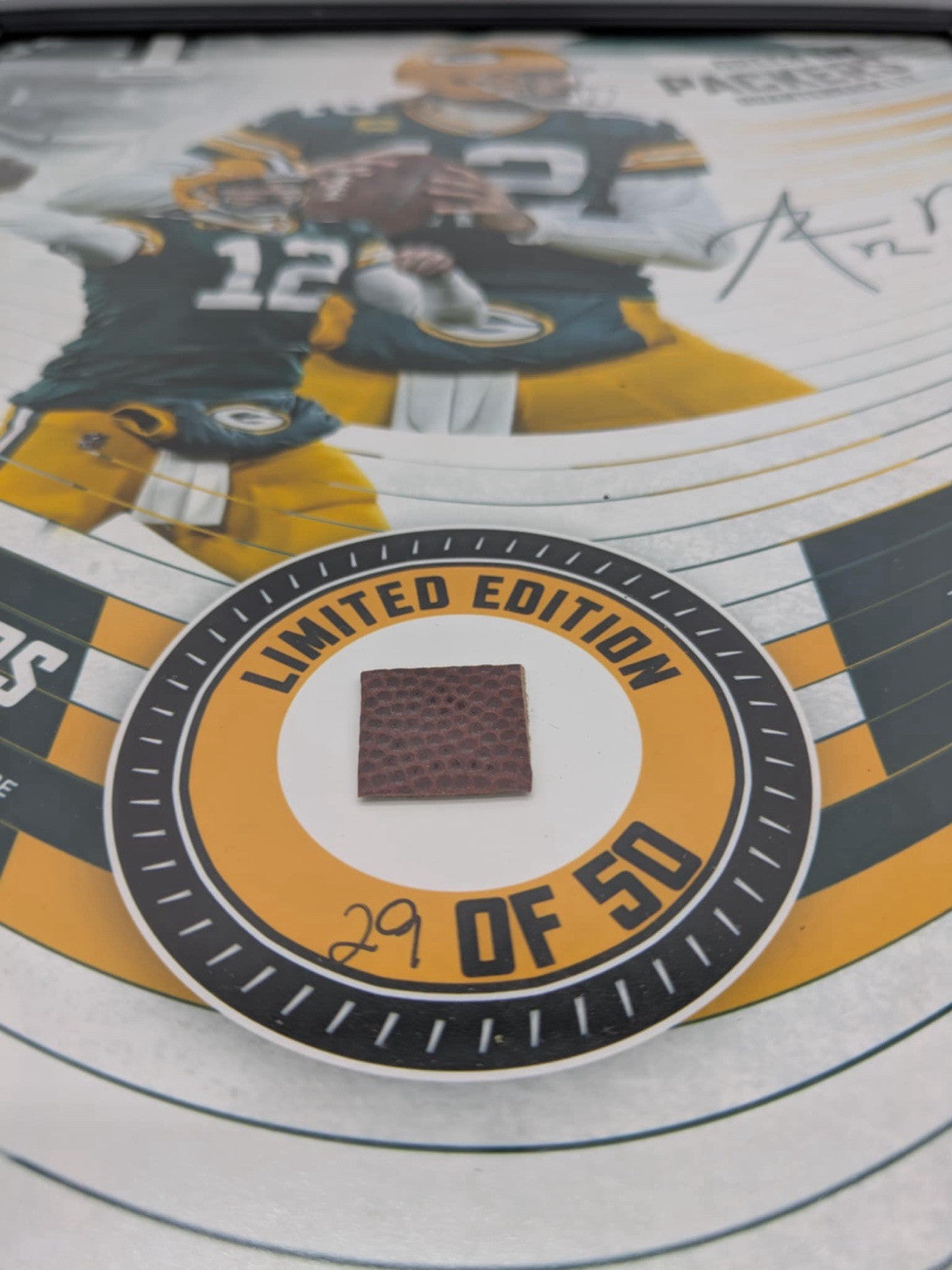 AARON RODGERS Packers Framed 15" x 17" Game Used Football Collage LE 29/50