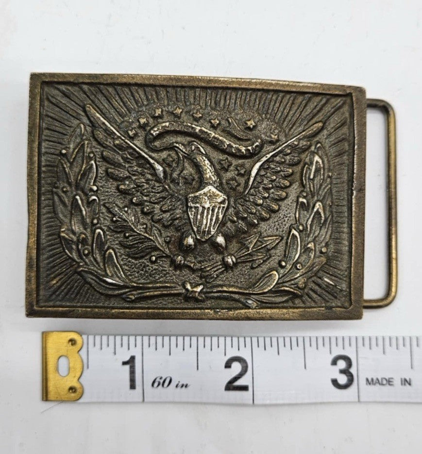 Vintage Belt Buckle Eagle E Pluribus Unum Shield brass bronze military