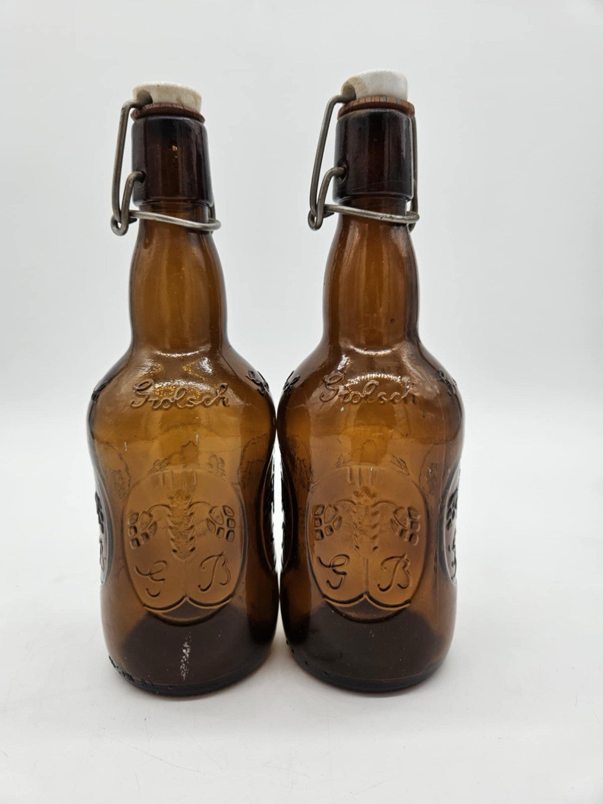 Vintage Grolsch Beer Bottle Amber Glass Porcelain Swing Top