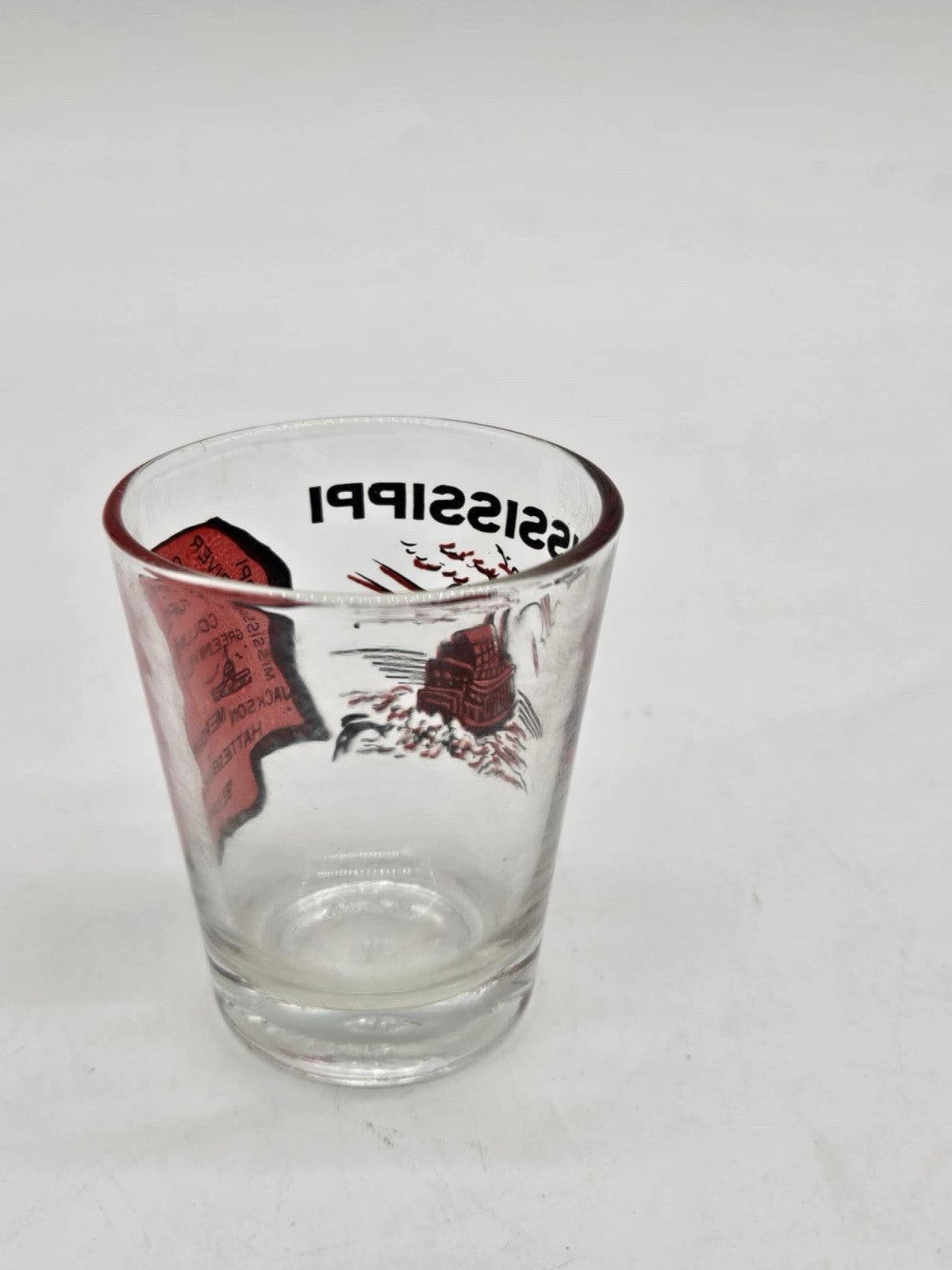 MISSISSIPPI SHOT GLASS VINTAGE STATE TRAVEL SOUVENIR RIVER BOAT STEAMBOAT CITIES