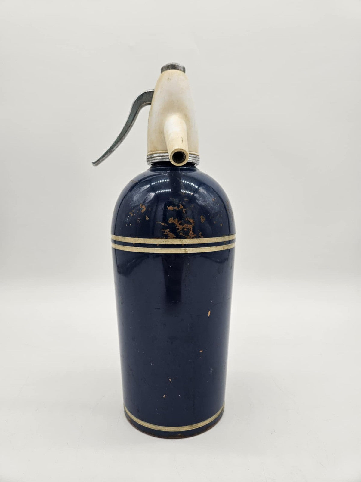 Vintage 1950s Sparklets Soda Syphon Seltzer Bottle Bar Art Deco Dark Blue Enamel