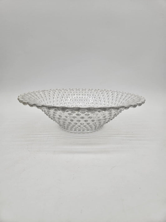 VINTAGE DUNCAN & MILLER HOBNAIL PATTERN 12" GLASS SERVING BOWL / DISH