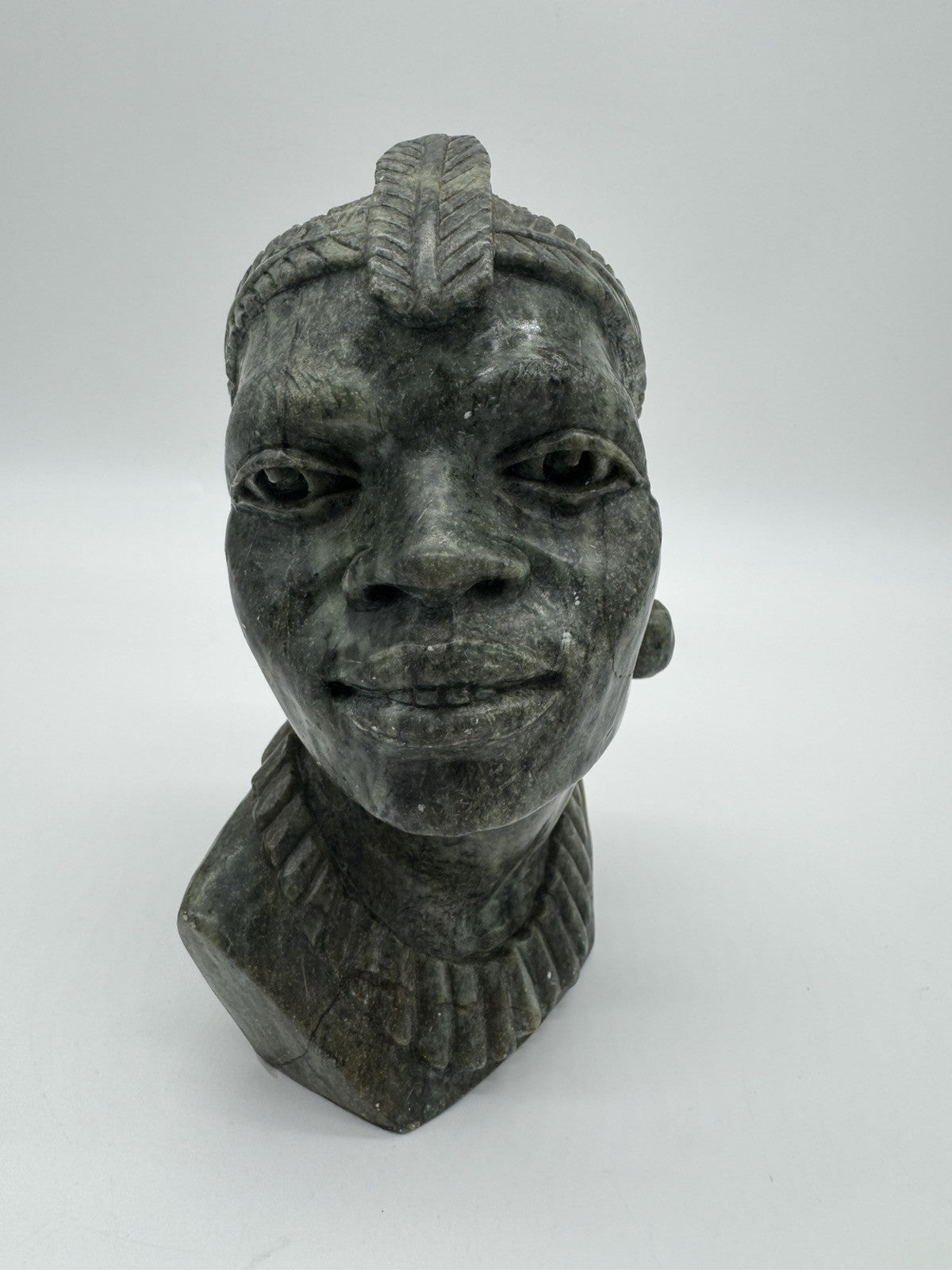 RARE African Nyanga Tribe Verdite Solid Stone Sculpture Hand Carved ~ SIGNED