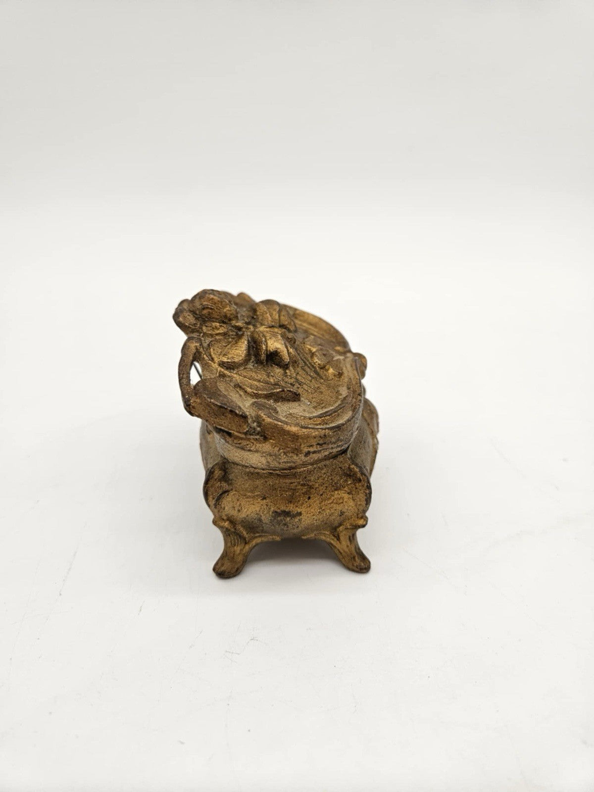 Antique Art Nouveau Trinket Box Dresser Jewelry Casket Gold Victorian Vtg