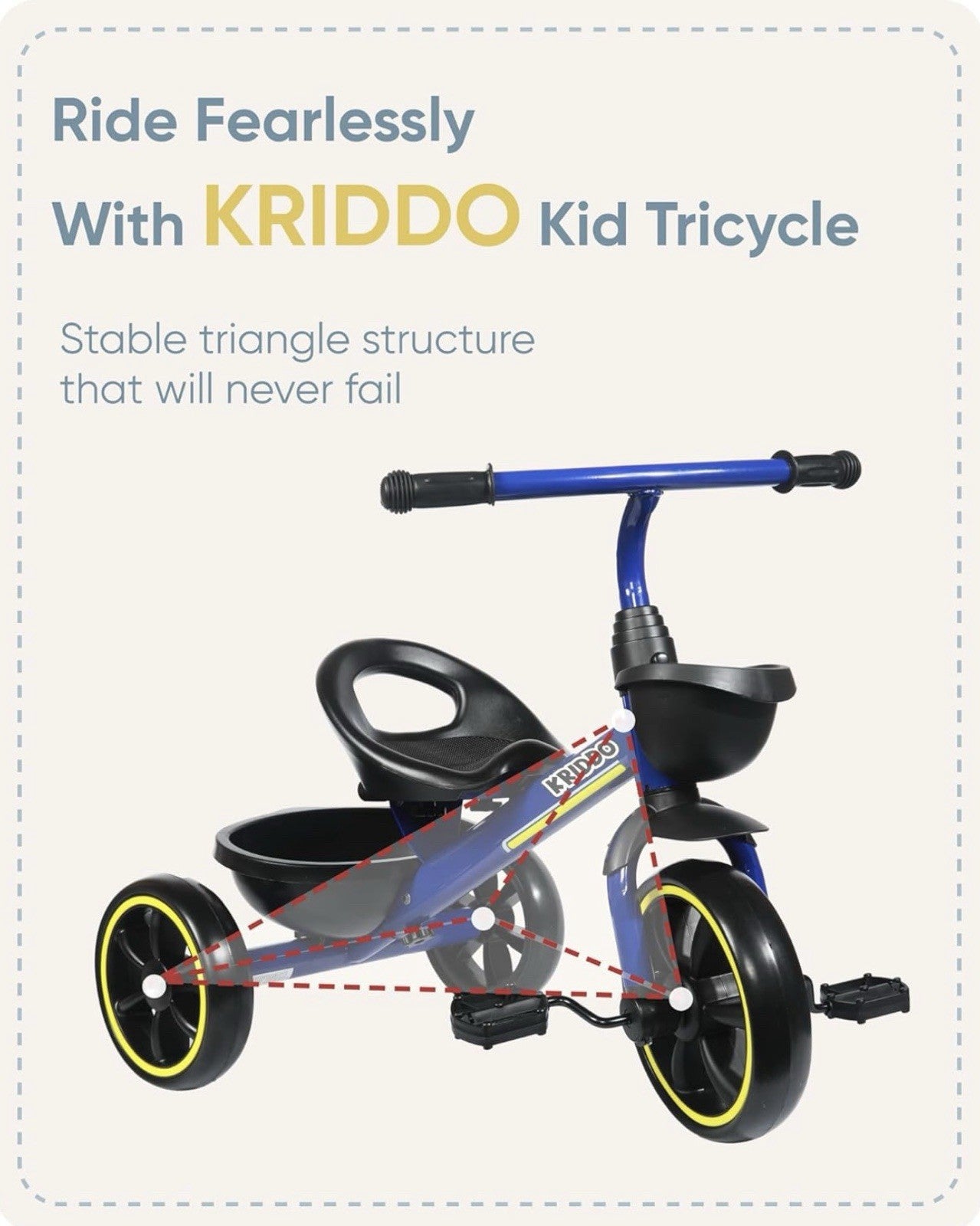 Kriddo Kids Tricycle TC003 Blue For Ages 2-4 Years