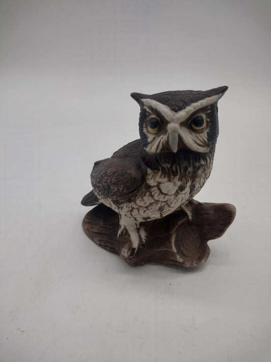 Vtg HOMCOPorcelain, Barn Owl, Closed Wings, #1114, Figurine, Hand Painted
