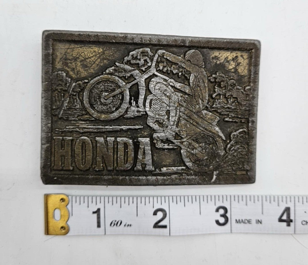 Vintage QG09106 Honda Motorcycles Solid Brass Baron Belt Buckle Taiwan 1970s