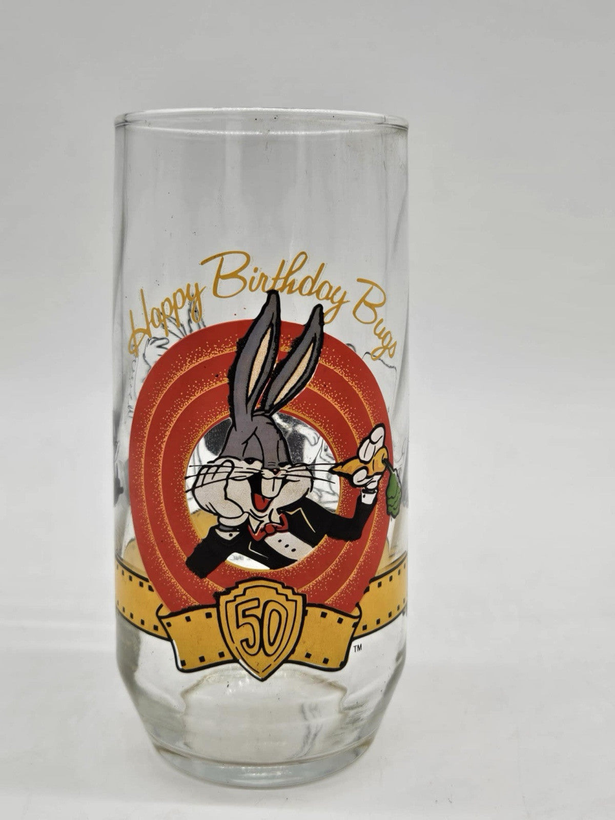 Vintage 90s Looney Tunes Glass Cups Bugs Bunny 50th Anniversary