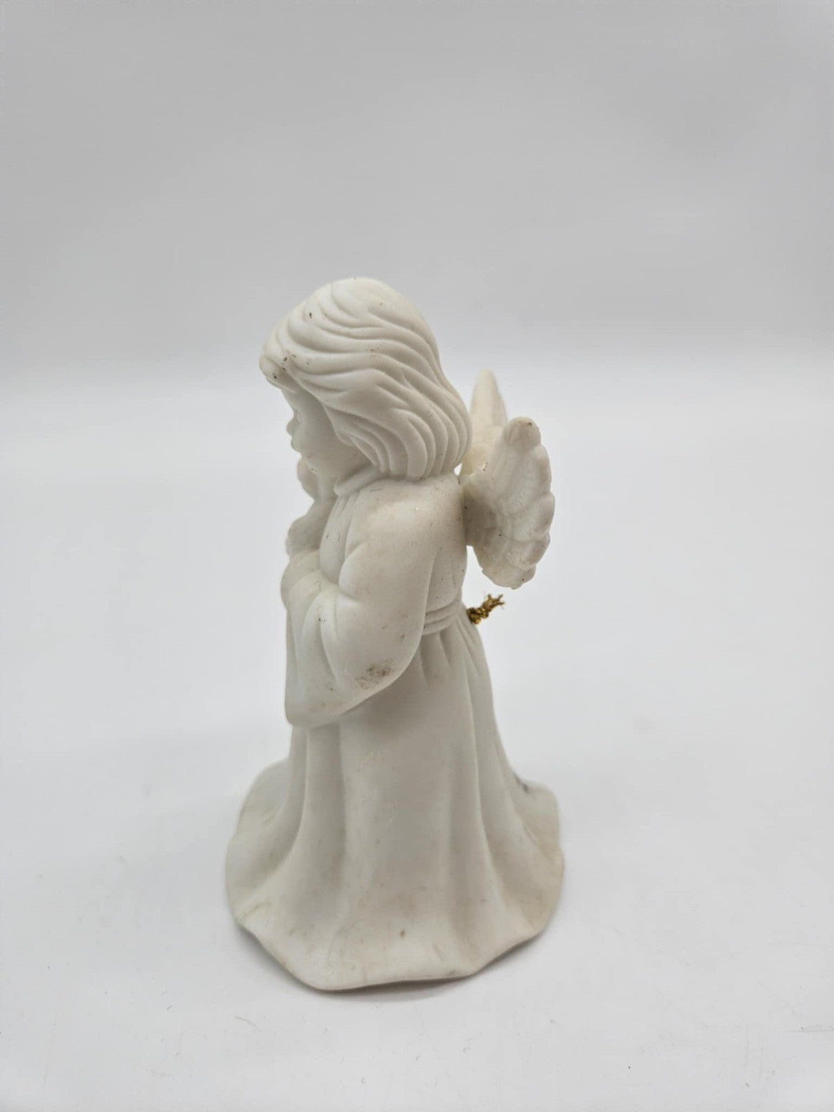 Jade White Porcelain Angel Holding Teddy Bear Dinner Bell
