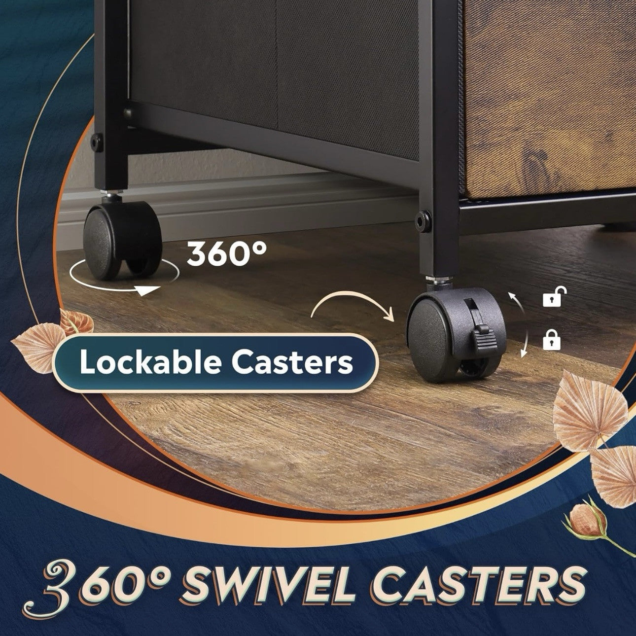 Devaise AHDG041 Fabric 3 Drawer File Cabinet / DHS  Rustic Brown