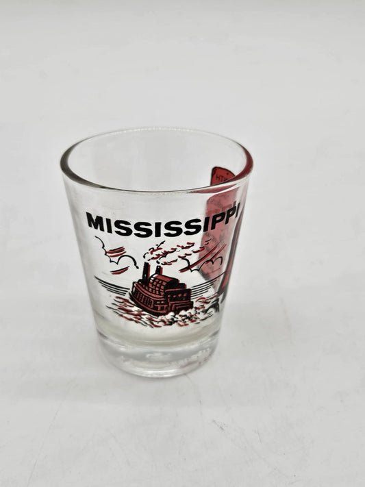 MISSISSIPPI SHOT GLASS VINTAGE STATE TRAVEL SOUVENIR RIVER BOAT STEAMBOAT CITIES