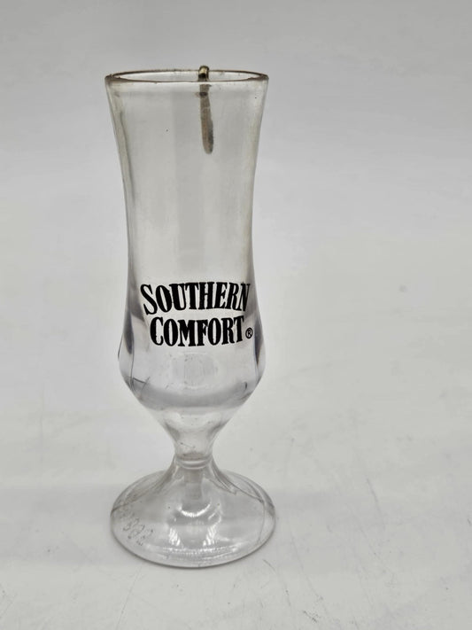 Vintage Southern Comfort Hurricane Style Barware 8” Glass w/ Metal Hook Clasp