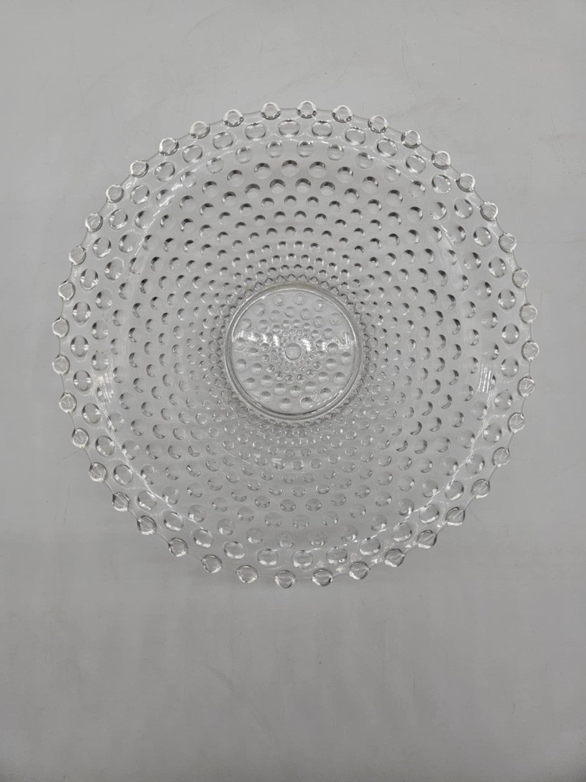 VINTAGE DUNCAN & MILLER HOBNAIL PATTERN 12" GLASS SERVING BOWL / DISH