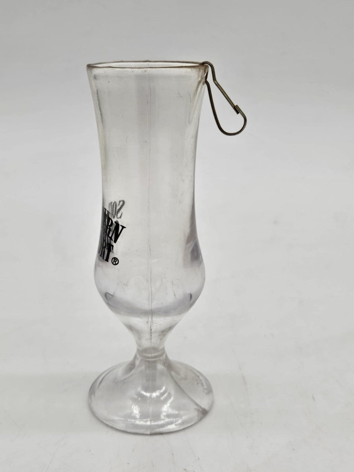 Vintage Southern Comfort Hurricane Style Barware 8” Glass w/ Metal Hook Clasp