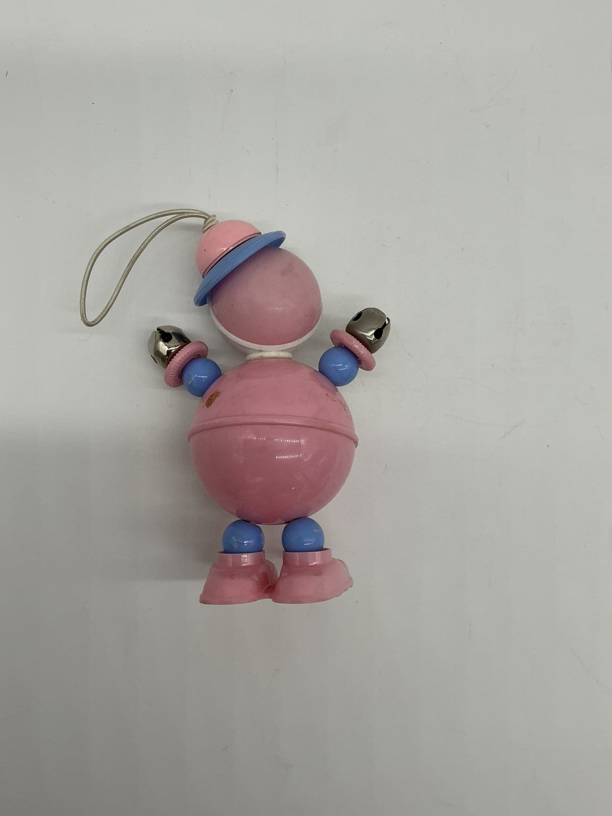 Vintage 1950s Plakie Toy Co Hard Plastic Pink Baby Hat Jumping Rattles Crib Toy