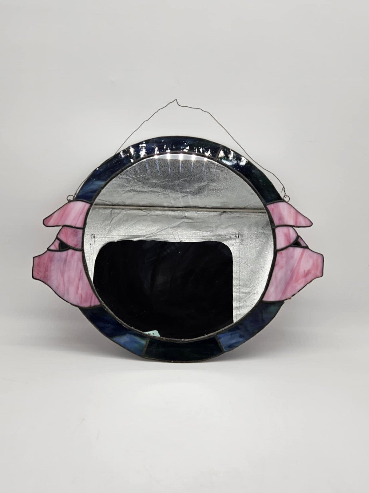 Gorgeous ORIGINAL Vintage Handmade STAINED GLASS Pigs? Flowers?