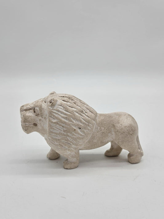 Vtg Lion Soapstone Carving King of the Jungle African Art Figurine Hand Made