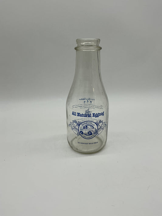 Milk Bottle - Homestead Creamery, Special Edition , Eggnog 32 Oz.