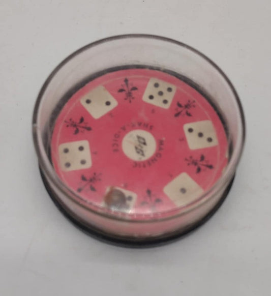 VTG Magnetic Shak-A-Dice Pocket Toy Games 2.75" Diameter NSC 1979 Red and Black