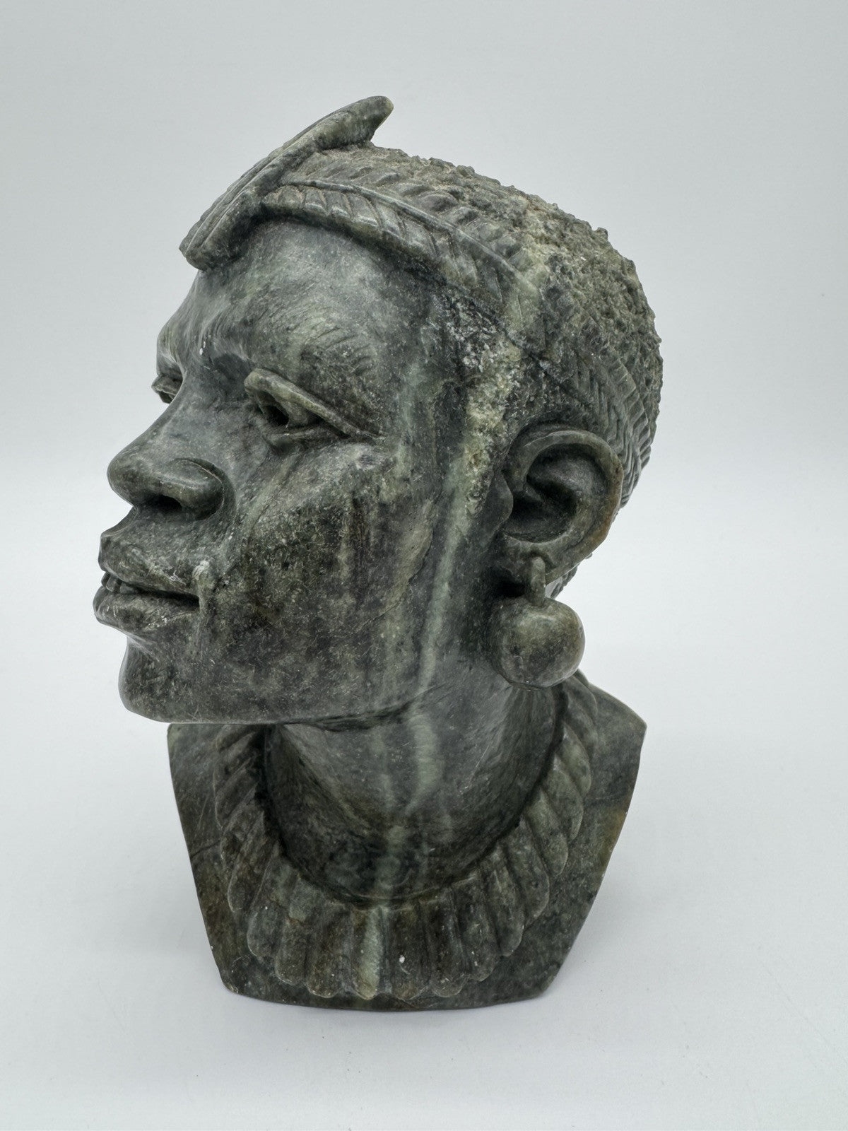 RARE African Nyanga Tribe Verdite Solid Stone Sculpture Hand Carved ~ SIGNED