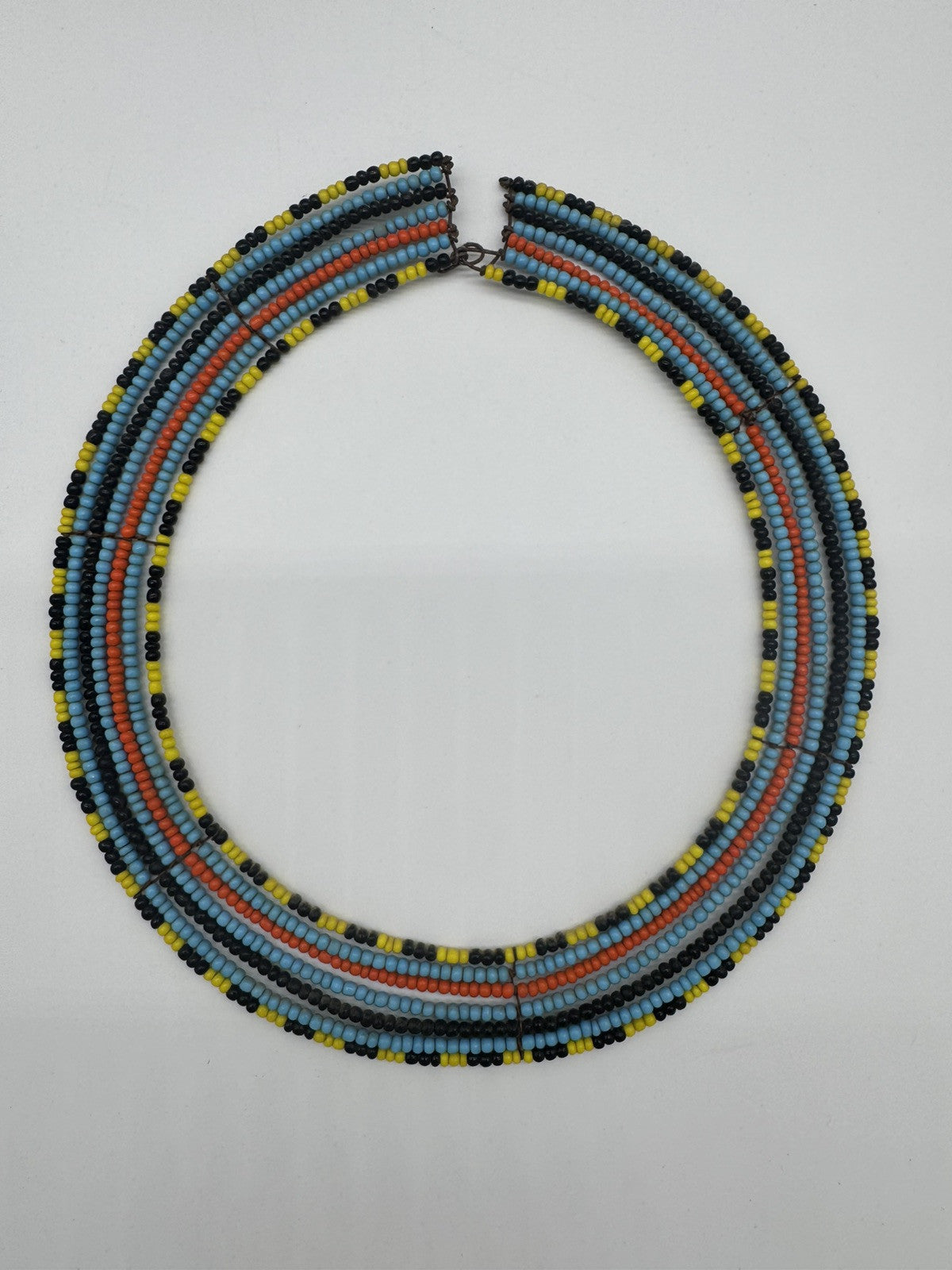 Tanzanian Maasai BEADED Tribal Jewelry 7 Strand Wire Collar Necklace Adult