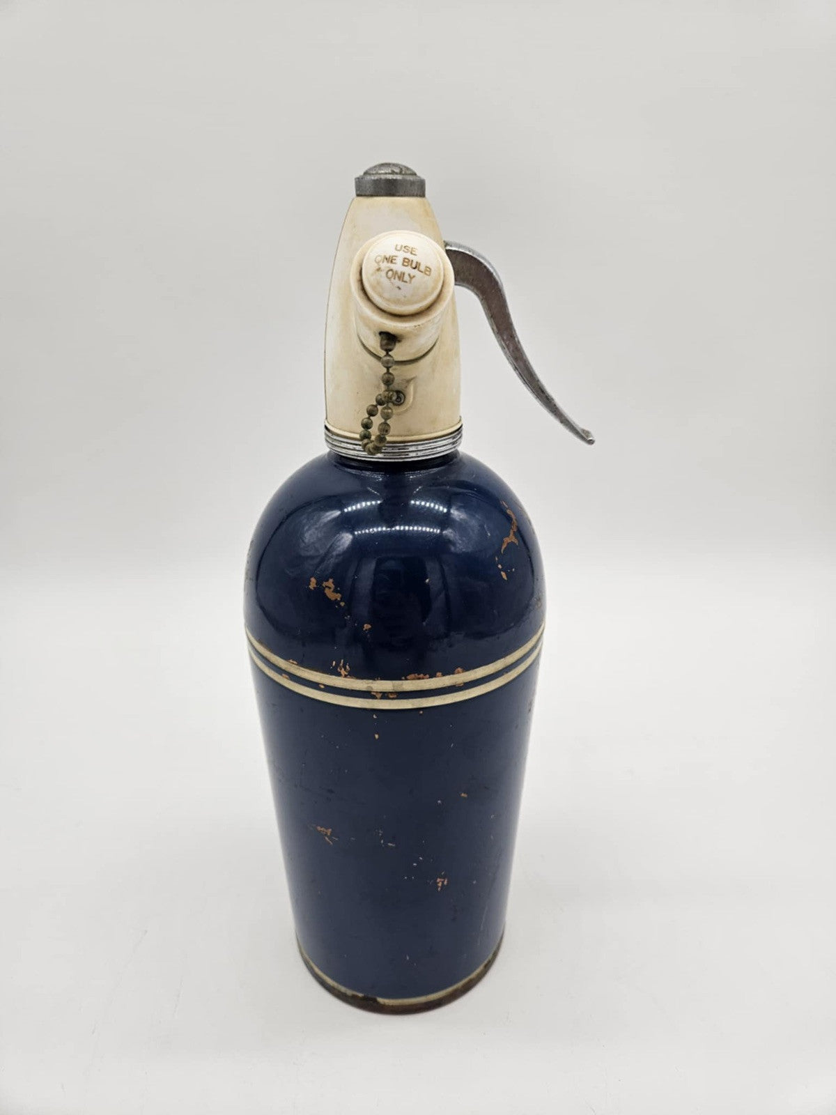 Vintage 1950s Sparklets Soda Syphon Seltzer Bottle Bar Art Deco Dark Blue Enamel