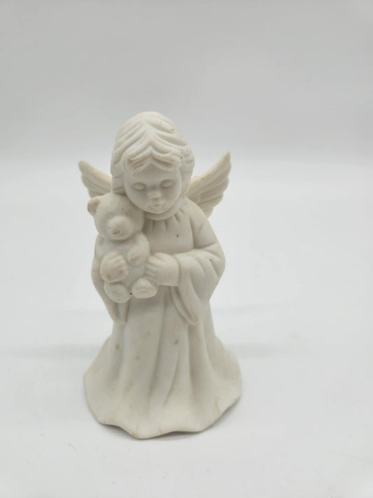 Jade White Porcelain Angel Holding Teddy Bear Dinner Bell