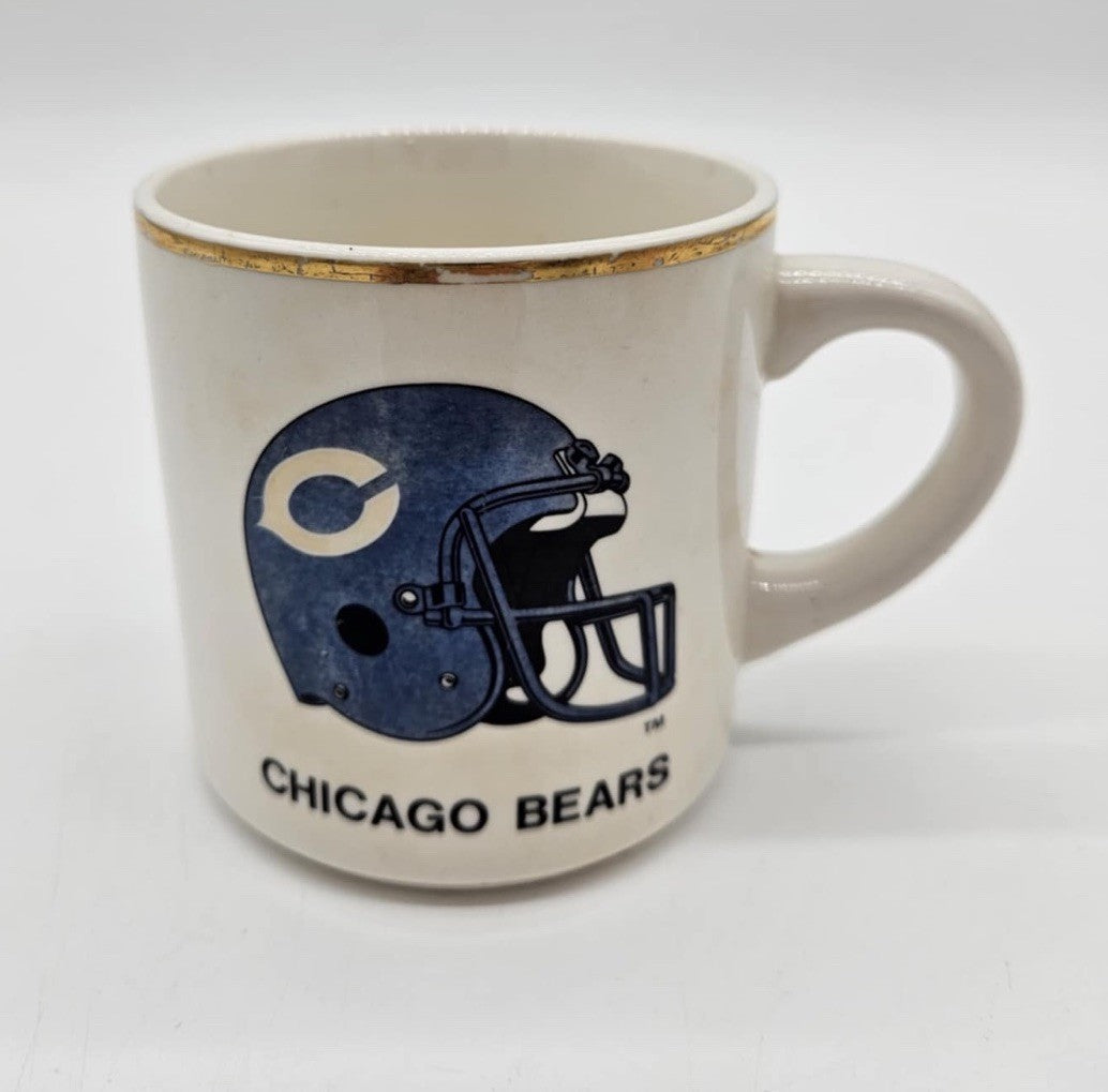 Chicago Bears Superbowl Coffee Cup Mug Vintage Rare Gold Ring 1986