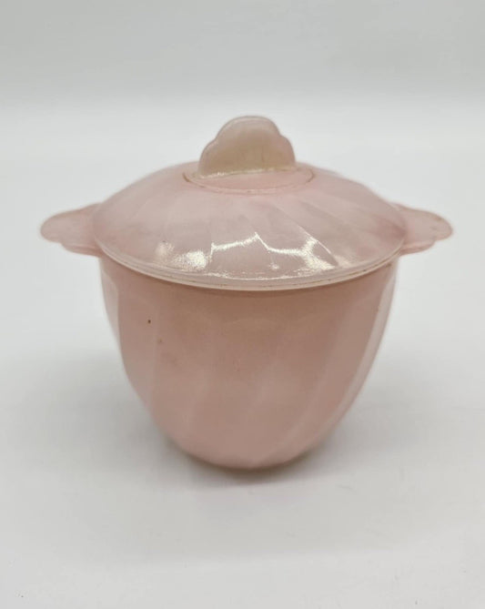 Vintage Fire King Pink Swirl Sugar Cup w/ Lid