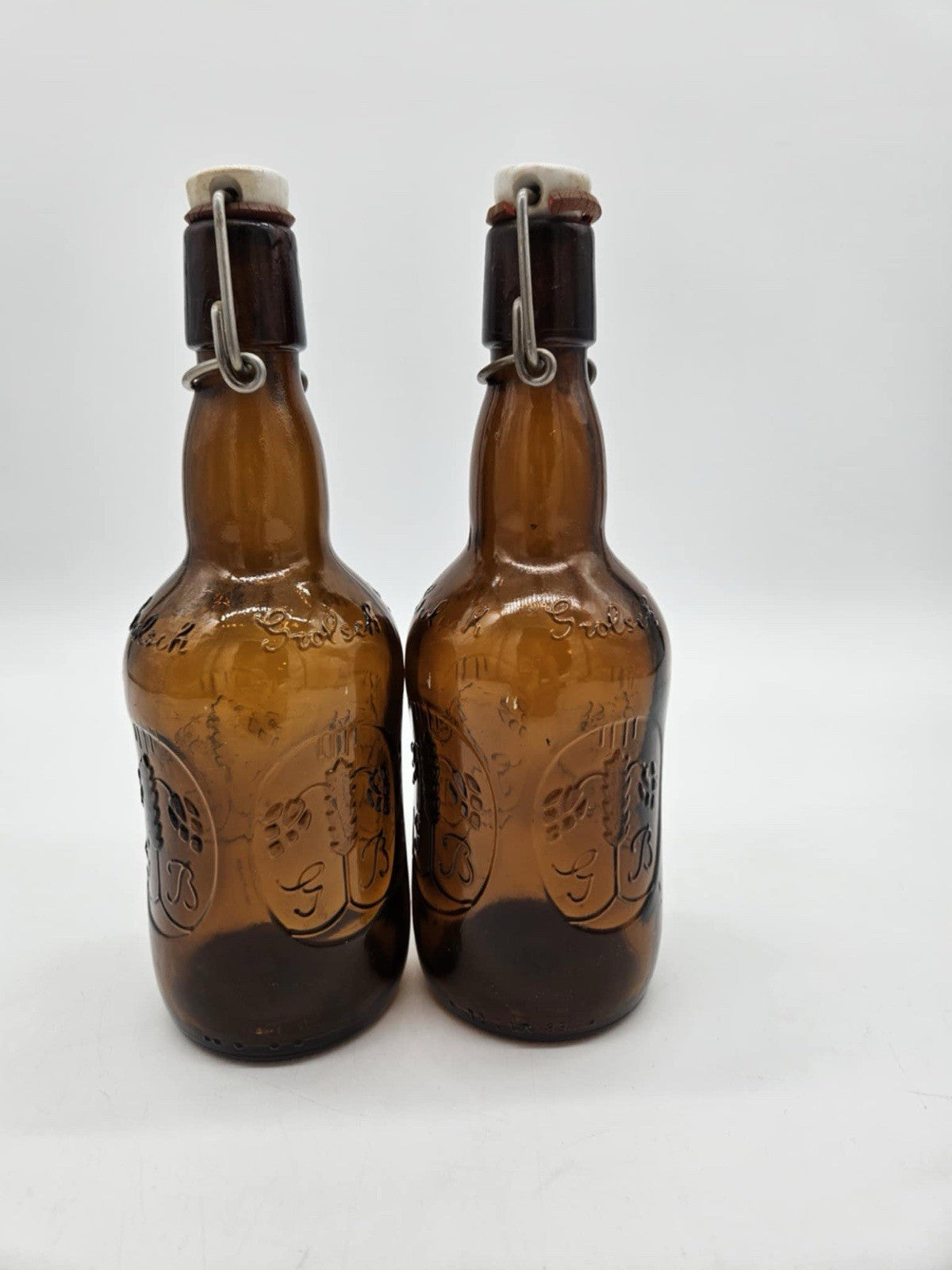 Vintage Grolsch Beer Bottle Amber Glass Porcelain Swing Top