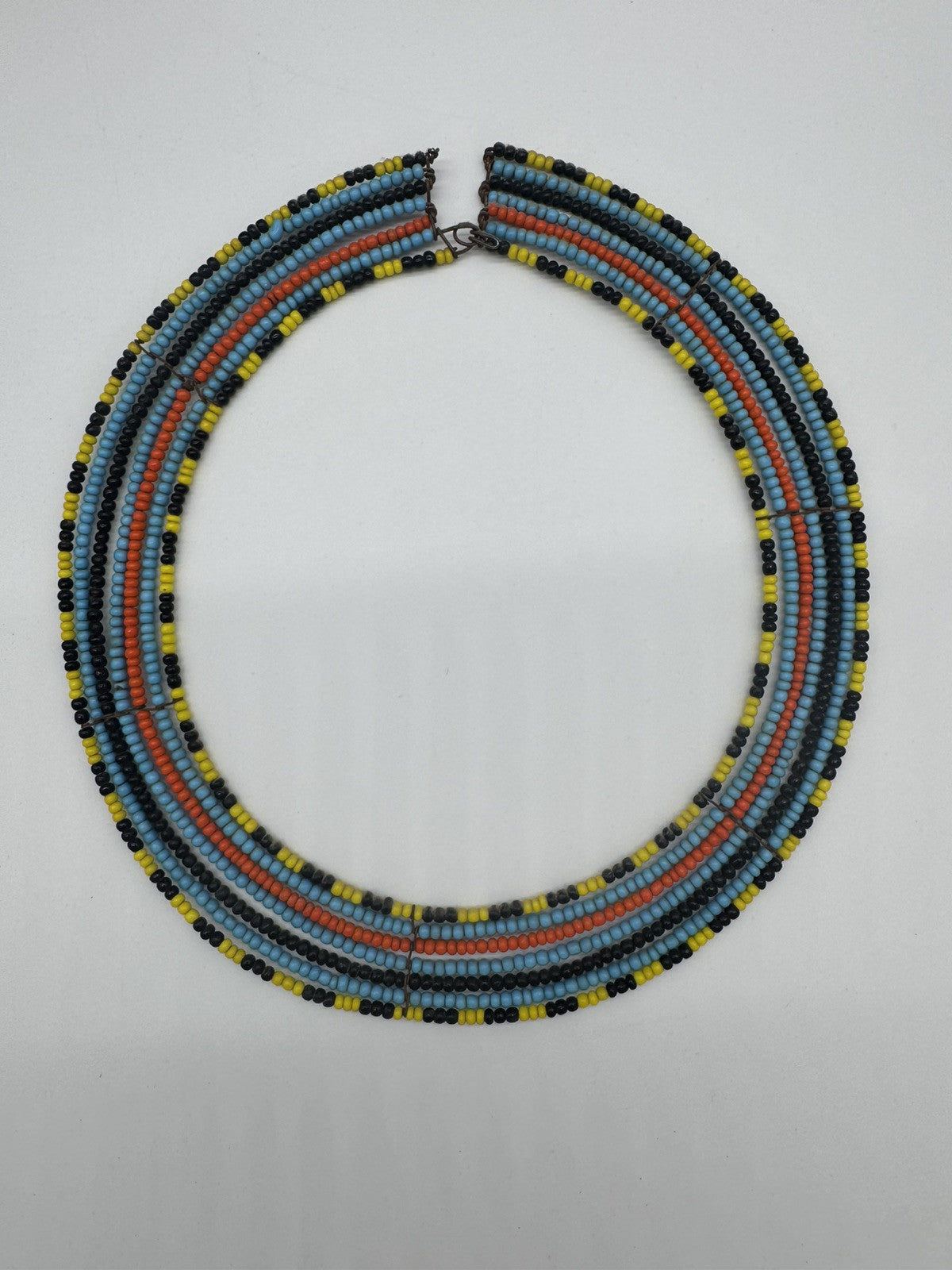 Tanzanian Maasai BEADED Tribal Jewelry 7 Strand Wire Collar Necklace Adult