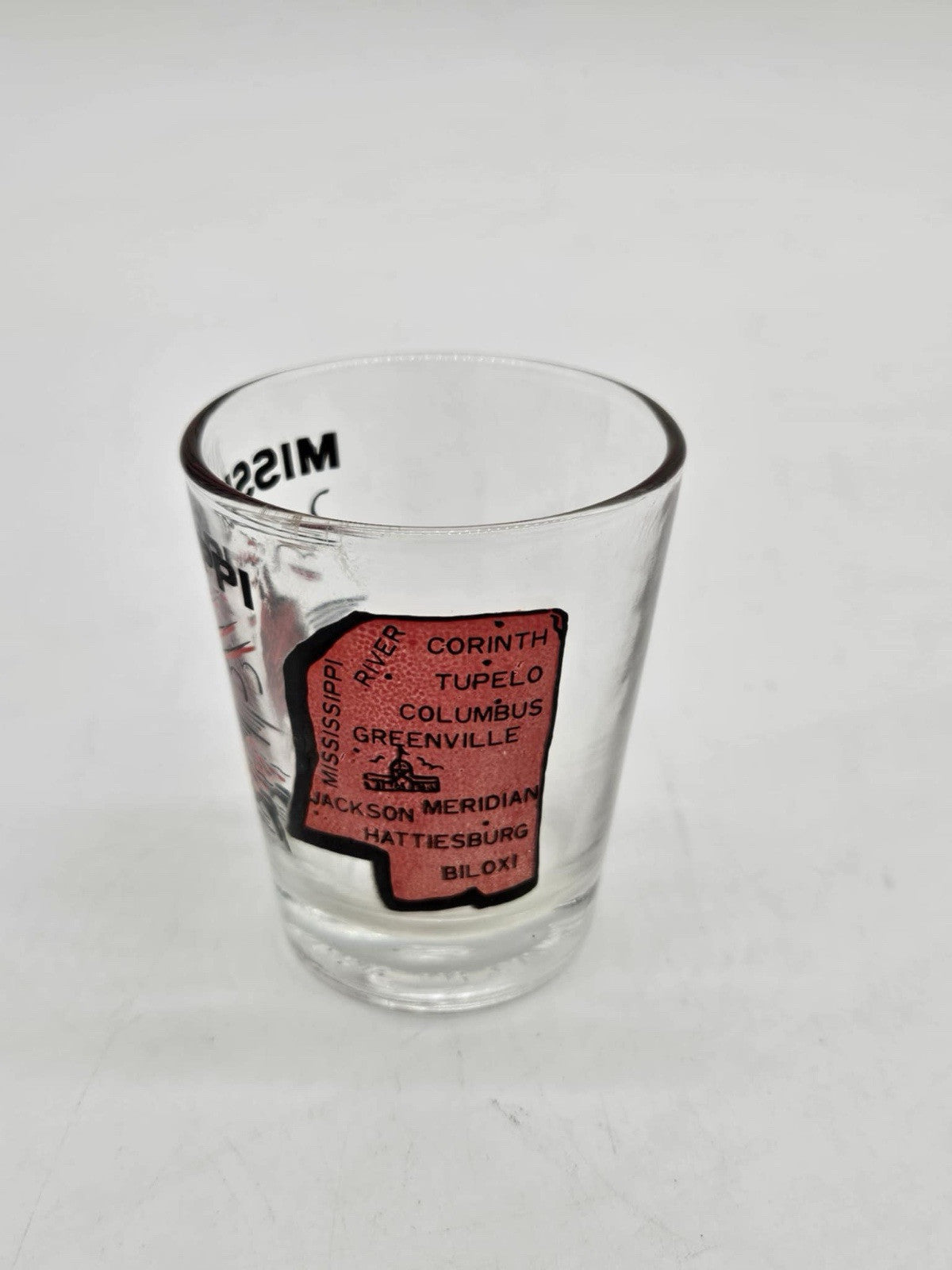 MISSISSIPPI SHOT GLASS VINTAGE STATE TRAVEL SOUVENIR RIVER BOAT STEAMBOAT CITIES
