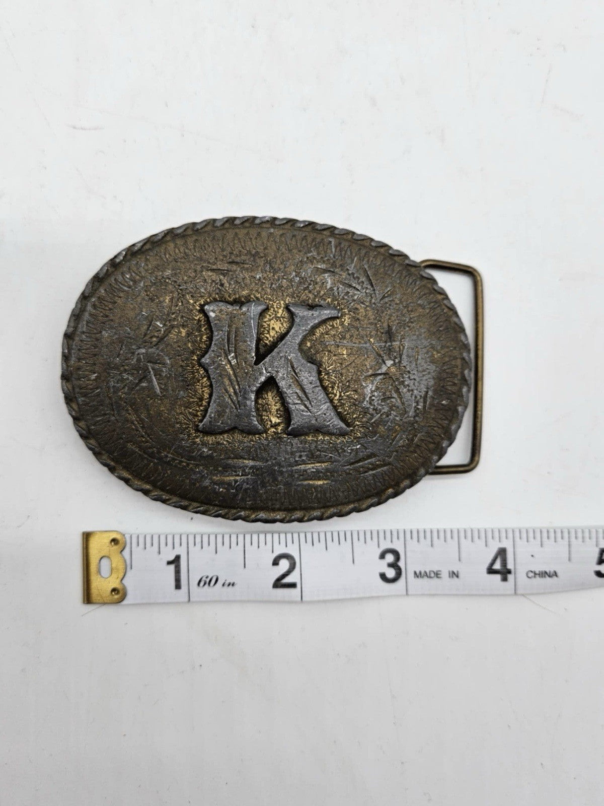 Denver, CO Engraved Initial K Western Belt Buckle w/ Handcrafted Belt