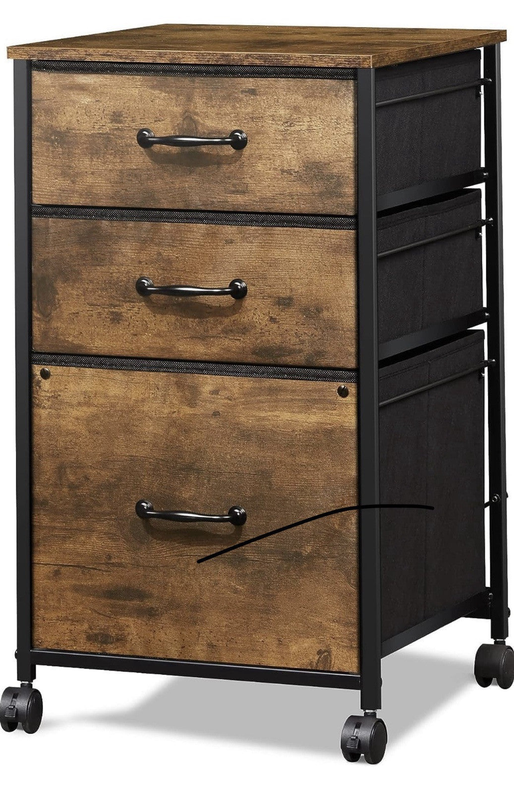 Devaise AHDG041 Fabric 3 Drawer File Cabinet / DHS  Rustic Brown