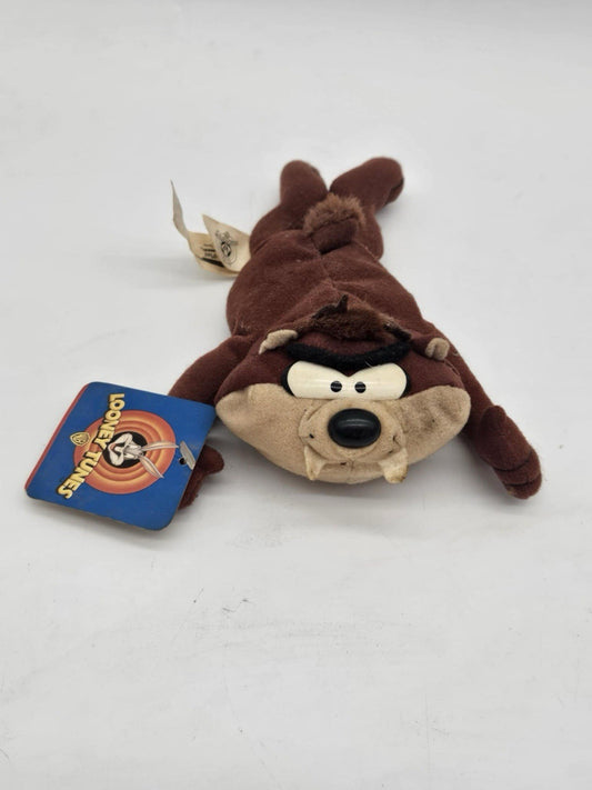 Vintage 1997 Looney Tunes Taz Tasmanian Devil Plush Beanbag Stuffed Animal Toy