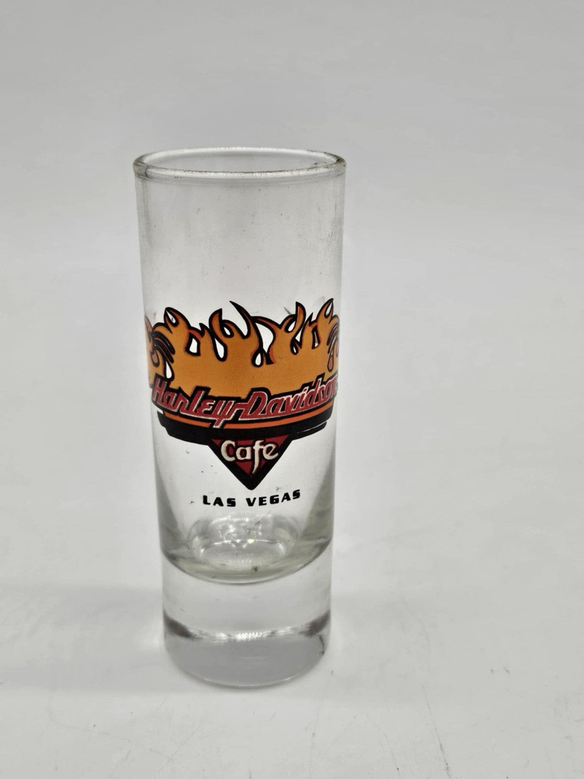 Harley Davidson Cafe Las Vegas Shot Glass Shooter 2 oz Flames
