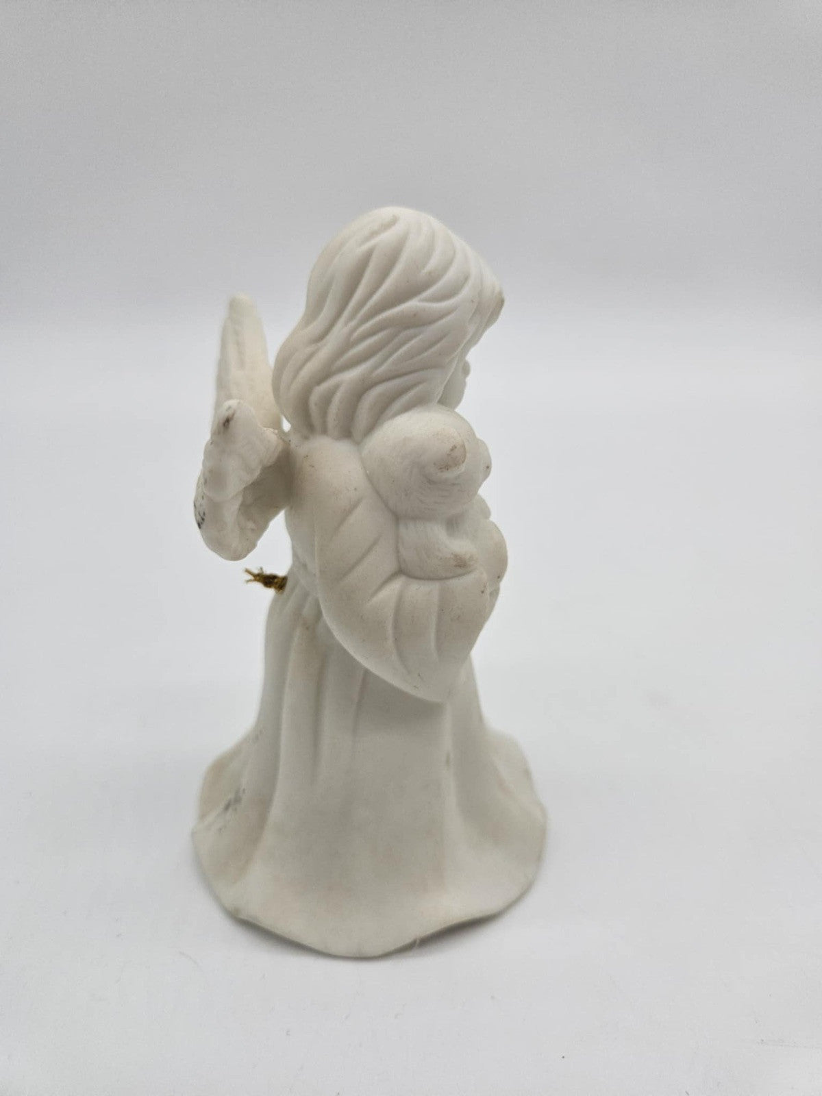 Jade White Porcelain Angel Holding Teddy Bear Dinner Bell
