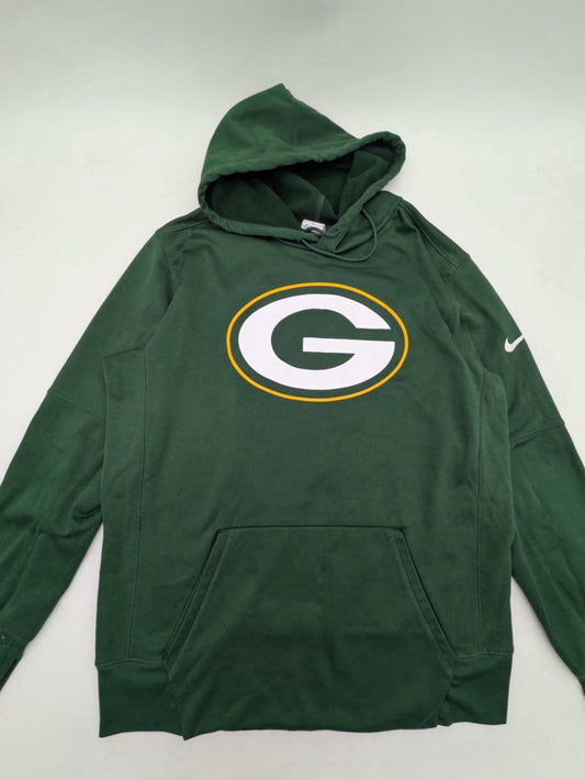 Nike Green Bay Packers NFL Dri-Fit Hoodie Green Logo Sz L