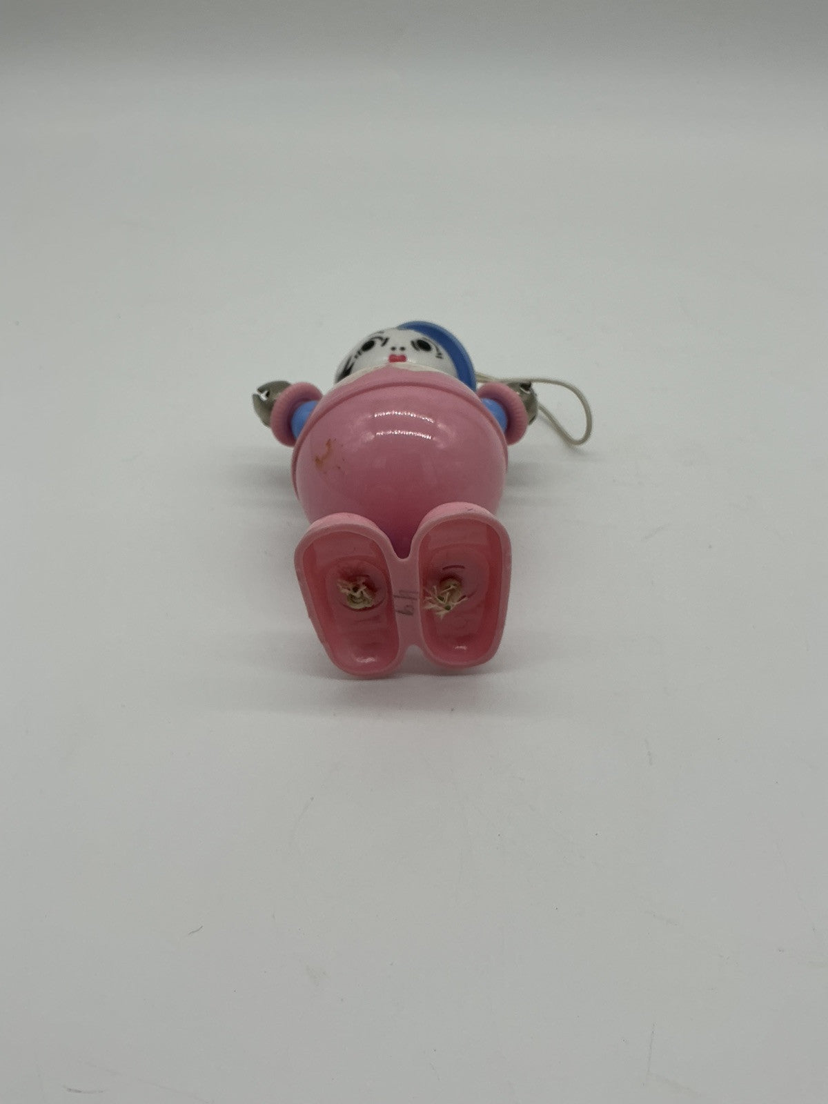 Vintage 1950s Plakie Toy Co Hard Plastic Pink Baby Hat Jumping Rattles Crib Toy