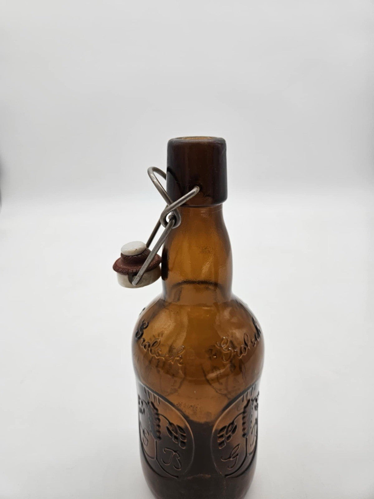 Vintage Grolsch Beer Bottle Amber Glass Porcelain Swing Top