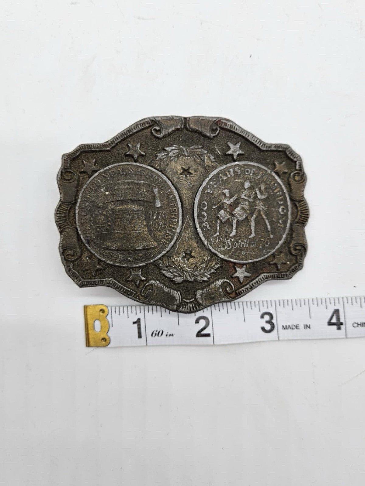 Bicentennial Brass Belt Buckle 1776-1976 Lewis Belt Buckle- Chicago